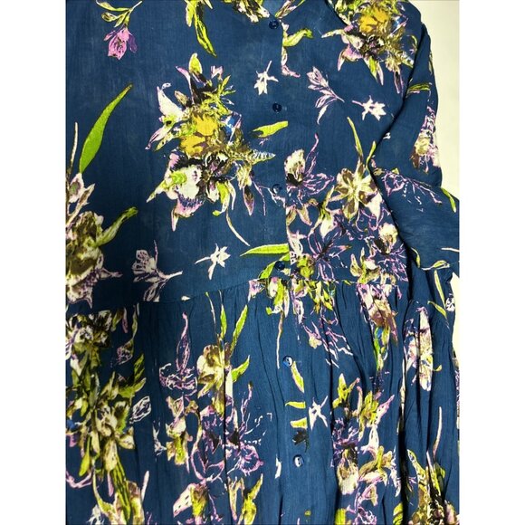 CW Classics Women’s Plus 1X Rayon Dress Blue Floral NWOT - Picture 3 of 6